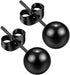 2 Pairs 316L Surgical-Steel Black & Silver Round Ball Men & Women Stud Earrings